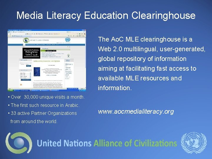 Media Literacy Education Clearinghouse The Ao. C MLE clearinghouse is a Web 2. 0