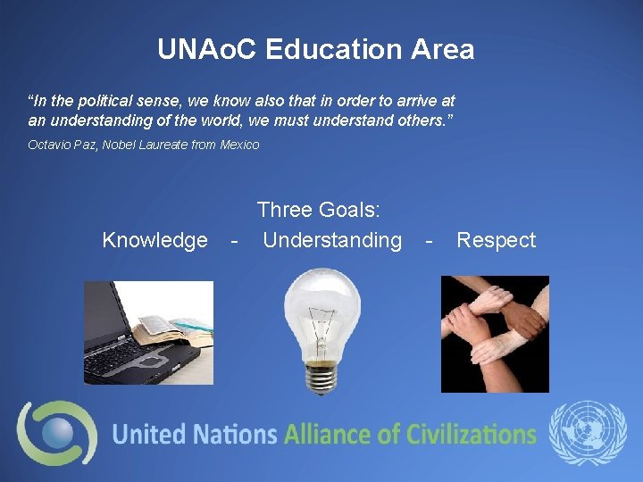 UNAo. C Education Area “In the political sense, we know also that in order