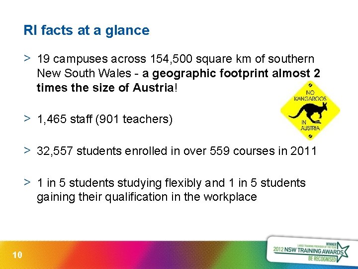 RI facts at a glance > 19 campuses across 154, 500 square km of