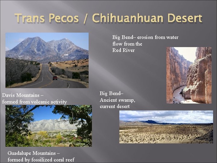 Trans Pecos / Chihuan Desert Big Bend– erosion from water flow from the Red