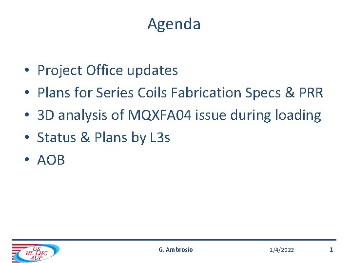 Agenda • • • Project Office updates Plans for Series Coils Fabrication Specs &