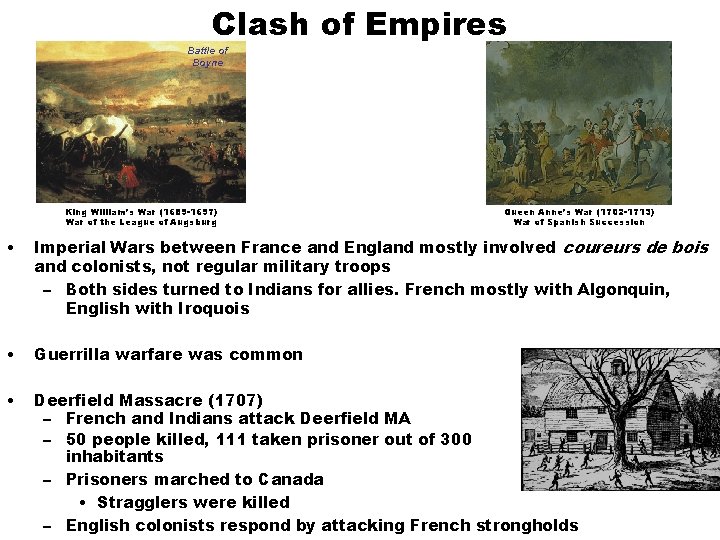 Clash of Empires Battle of Boyne King William’s War (1689 -1697) War of the
