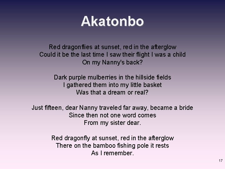 Akatonbo Red dragonflies at sunset, red in the afterglow Could it be the last