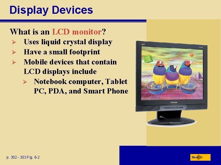 Display Devices What is an LCD monitor? Ø Ø Ø Uses liquid crystal display