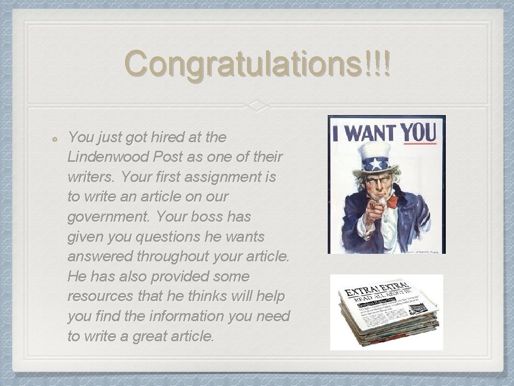 Congratulations!!! You just got hired at the Lindenwood Post as one of their writers.