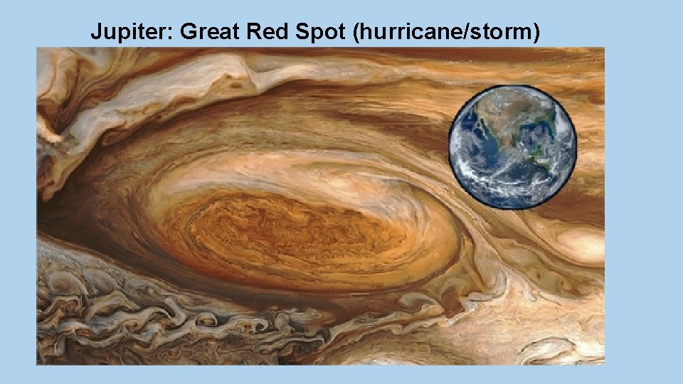 Jupiter: Great Red Spot (hurricane/storm) 