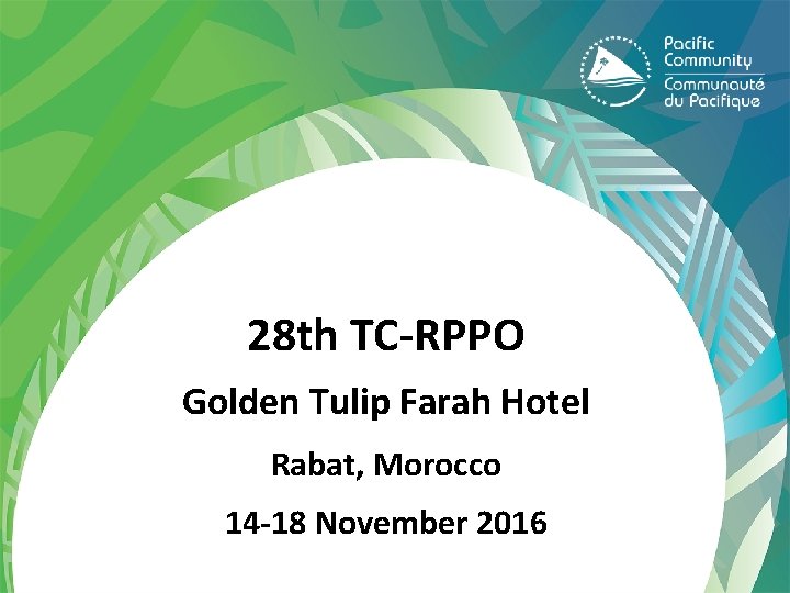 28 th TC-RPPO Golden Tulip Farah Hotel Rabat, Morocco 14 -18 November 2016 
