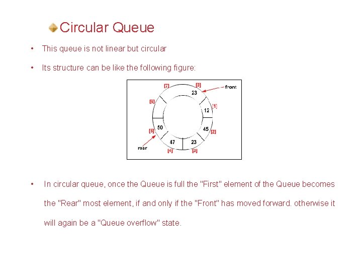 Circular Queue Summary (Contd. ) • This queue is not linear but circular •