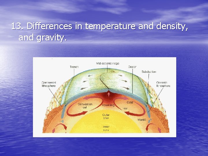 13. Differences in temperature and density, and gravity. 13. Differences in temperature and density, and gravity.