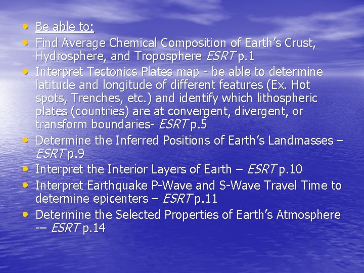 • Be able to: • Find Average Chemical Composition of Earth’s Crust, • • Be able to: • Find Average Chemical Composition of Earth’s Crust, •