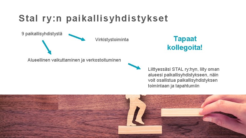 Stal ry: n paikallisyhdistykset 9 paikallisyhdistystä Virkistystoiminta Tapaat kollegoita! Alueellinen vaikuttaminen ja verkostoituminen §