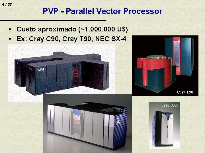 4 / 37 PVP - Parallel Vector Processor • Custo aproximado (~1. 000 U$)