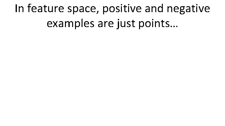 In feature space, positive and negative examples are just points… 