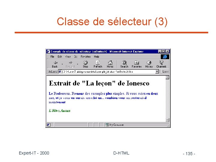 Classe de sélecteur (3) Expert-IT - 2000 D-HTML - 135 - 