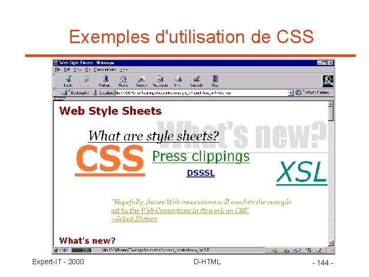 Exemples d'utilisation de CSS Expert-IT - 2000 D-HTML - 144 - 