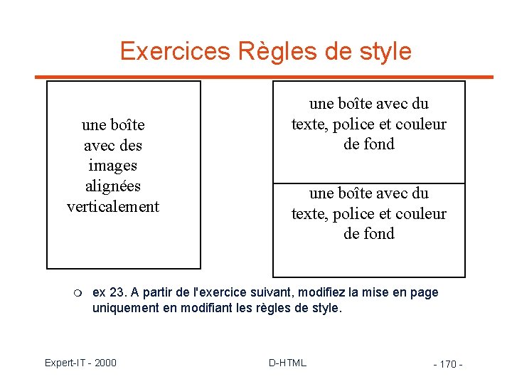 Exercices Règles de style une boîte avec des images alignées verticalement m une boîte