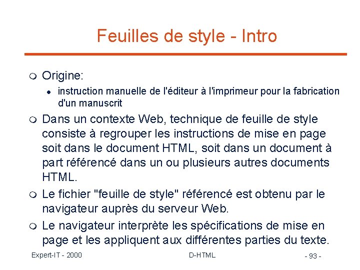 Feuilles de style - Intro m Origine: l m m m instruction manuelle de