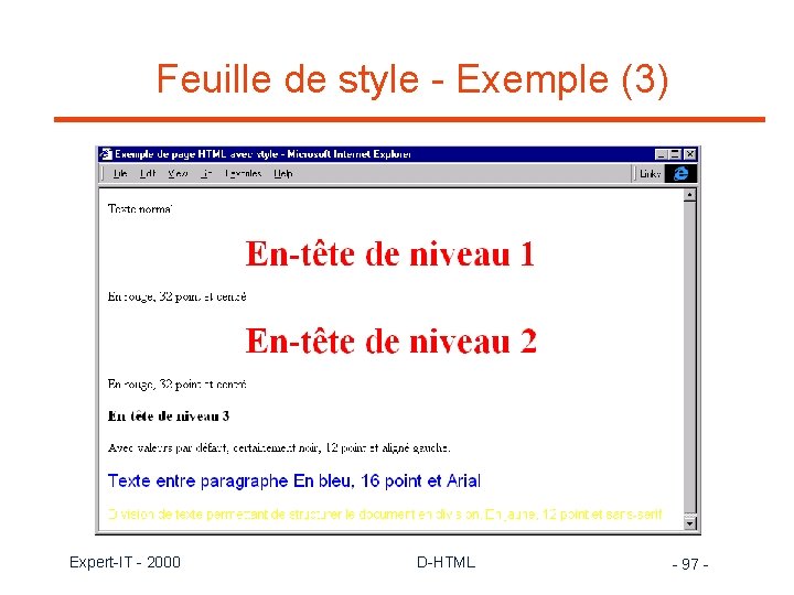 Feuille de style - Exemple (3) Expert-IT - 2000 D-HTML - 97 - 