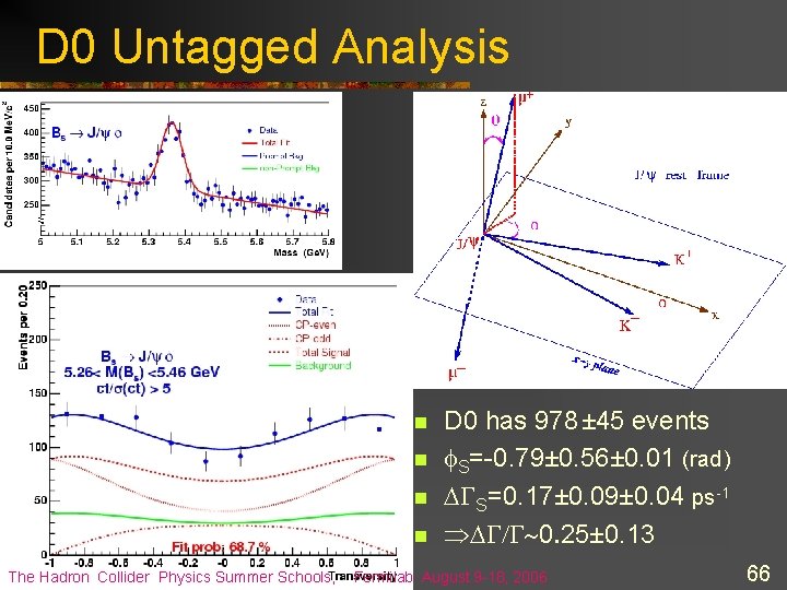 D 0 Untagged Analysis n n The Hadron Collider Physics Summer Schools, D 0