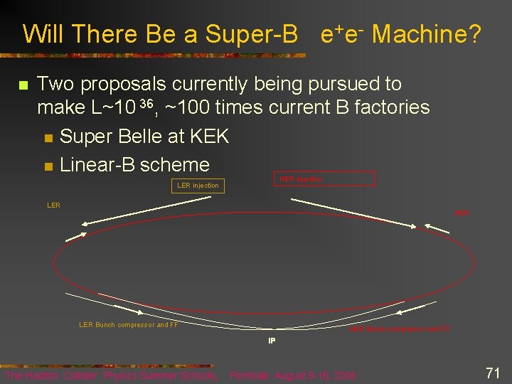 Will There Be a Super-B e+e- Machine? n Two proposals currently being pursued to