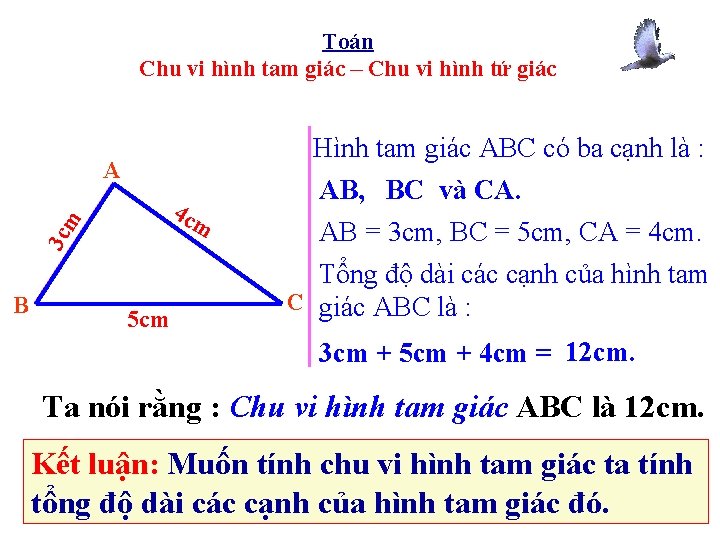 Toán Chu vi hình tam giác – Chu vi hình tứ giác A 3