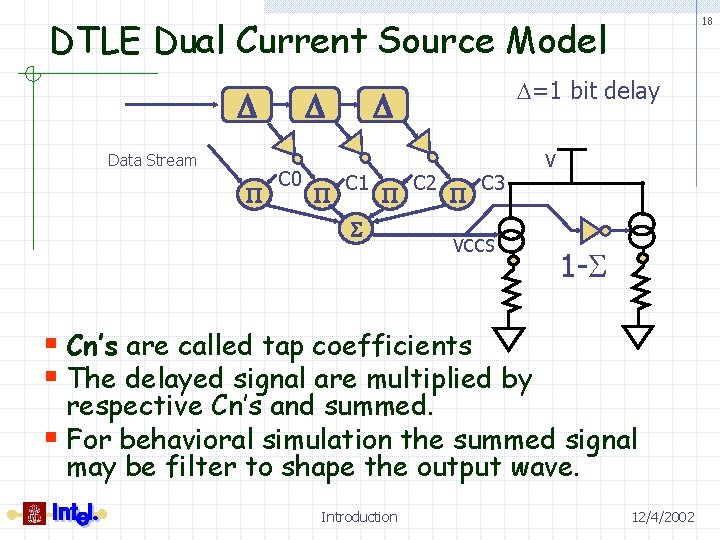 DTLE Dual Current Source Model D Data Stream P D C 0 P D=1