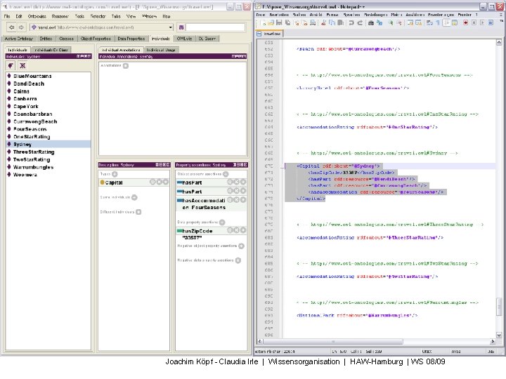 XML / RDF / OWL in Protégé Aufbau · OWL · Code · Demo
