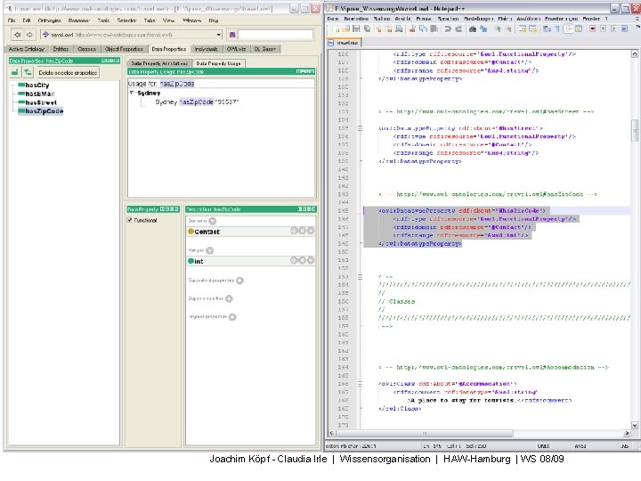 XML / RDF / OWL in Protégé Aufbau · OWL · Code · Demo