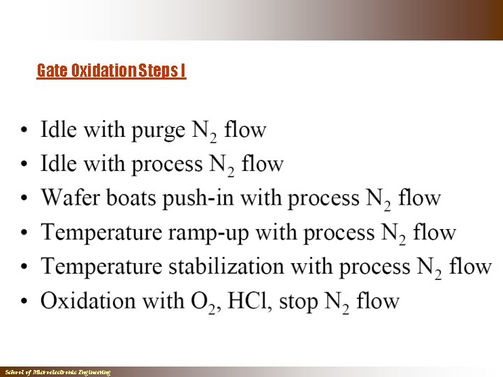 Gate Oxidation Steps I School of Microelectronic Engineering Gate Oxidation Steps I School of Microelectronic Engineering