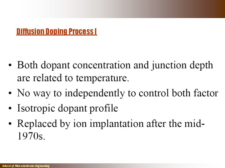 Diffusion Doping Process I School of Microelectronic Engineering Diffusion Doping Process I School of Microelectronic Engineering