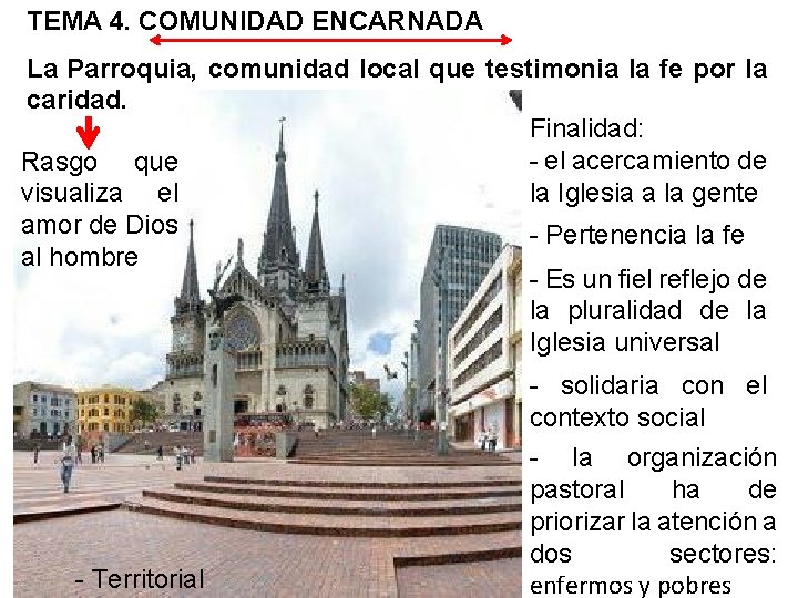 TEMA 4. COMUNIDAD ENCARNADA La Parroquia, comunidad local que testimonia la fe por la