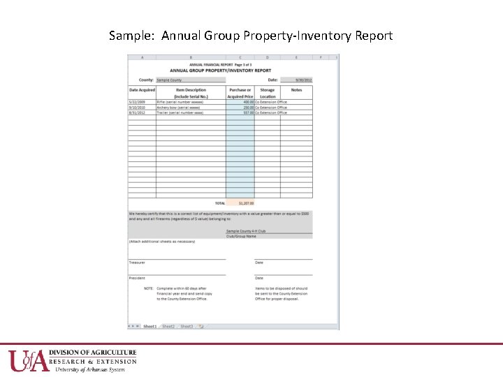 Sample: Annual Group Property-Inventory Report 
