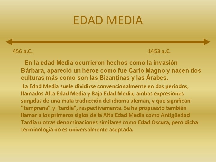 EDAD MEDIA 456 a. C. 1453 a. C. En la edad Media ocurrieron hechos