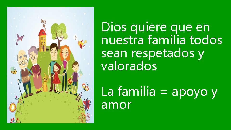 Dios quiere que en nuestra familia todos sean respetados y valorados La familia =