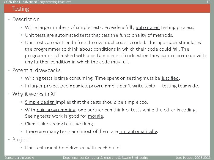 SOEN 6441 - Advanced Programming Practices 10 Testing • Description • Write large numbers
