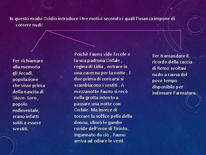 In questo modo Ovidio introduce i tre motivi secondo i quali l’usanza impone di In questo modo Ovidio introduce i tre motivi secondo i quali l’usanza impone di