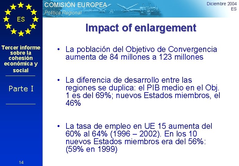 COMISIÓN EUROPEA Política Regional ES Tercer informe sobre la cohesión económica y social Parte