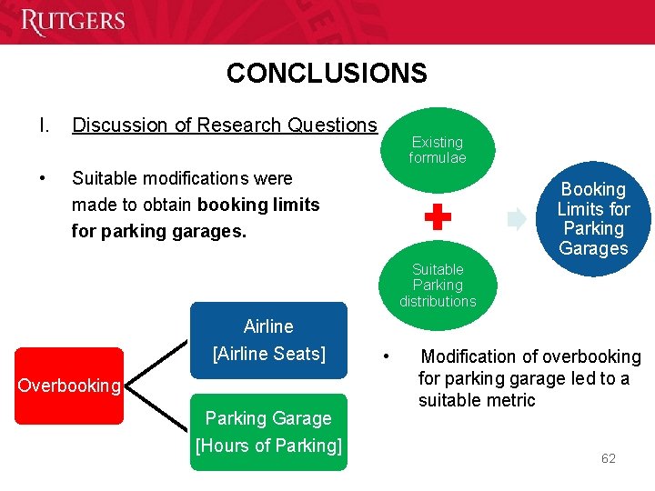 CONCLUSIONS I. Discussion of Research Questions • Suitable modifications were made to obtain booking