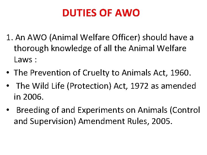 Animal welfare officers job description