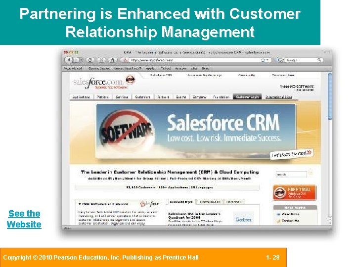 Partnering is Enhanced with Customer Relationship Management See the Website Copyright © 2010 Pearson
