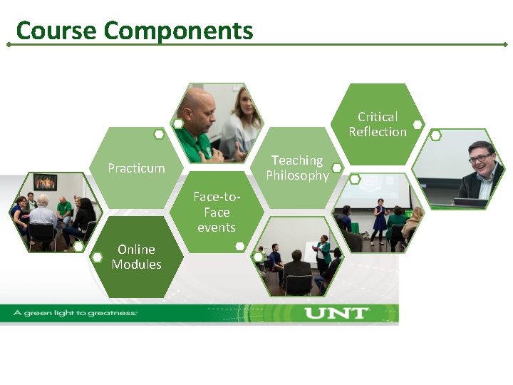 Course Components Critical Reflection Teaching Philosophy Practicum Face-to. Face events Online Modules Course Components Critical Reflection Teaching Philosophy Practicum Face-to. Face events Online Modules