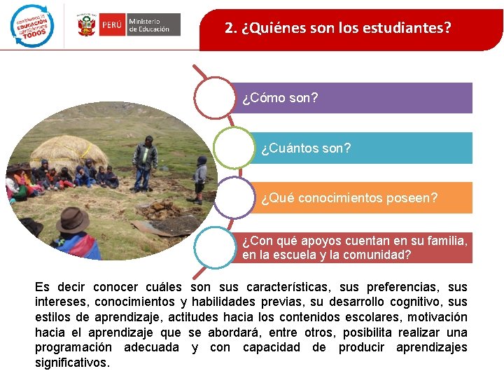 2. ¿Quiénes son los estudiantes? ¿Cómo son? ¿Cuántos son? ¿Qué conocimientos poseen? ¿Con qué