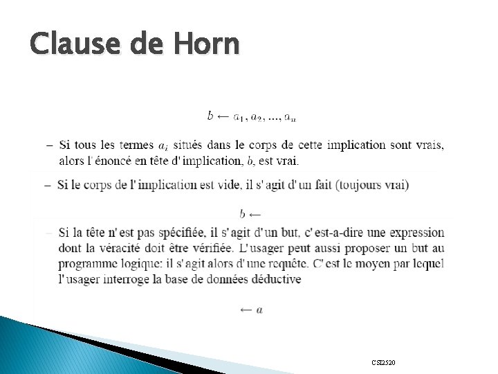 Clause de Horn CSI 2520 