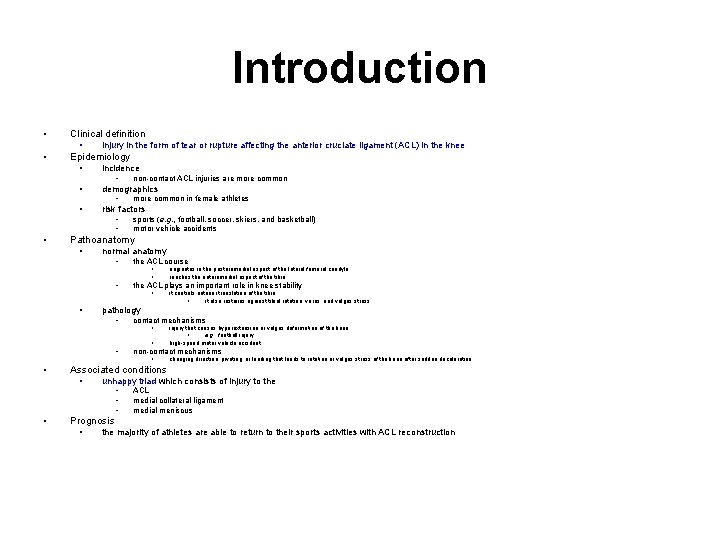 Introduction • Clinical definition • Epidemiology • injury in the form of tear or