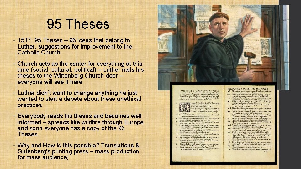 95 Theses • 1517: 95 Theses – 95 ideas that belong to Luther, suggestions 95 Theses • 1517: 95 Theses – 95 ideas that belong to Luther, suggestions