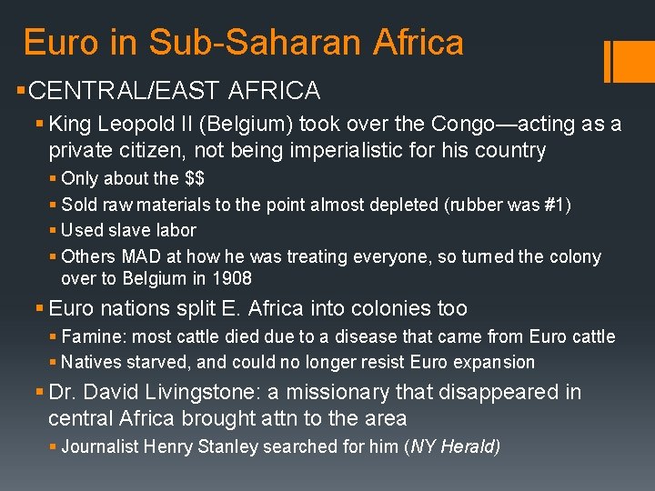 Euro in Sub-Saharan Africa § CENTRAL/EAST AFRICA § King Leopold II (Belgium) took over