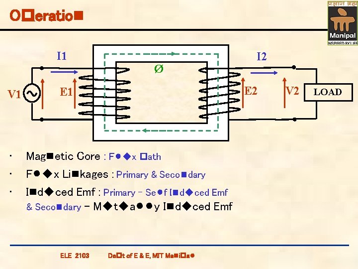 Operation I 1 V 1 • • • Ø E 2 E 1 Magnetic