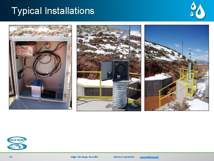 Typical Installations 14 Stage Discharge Recorder SDI-Link Sutron Corporation www. sutron. com Sutron Corporation