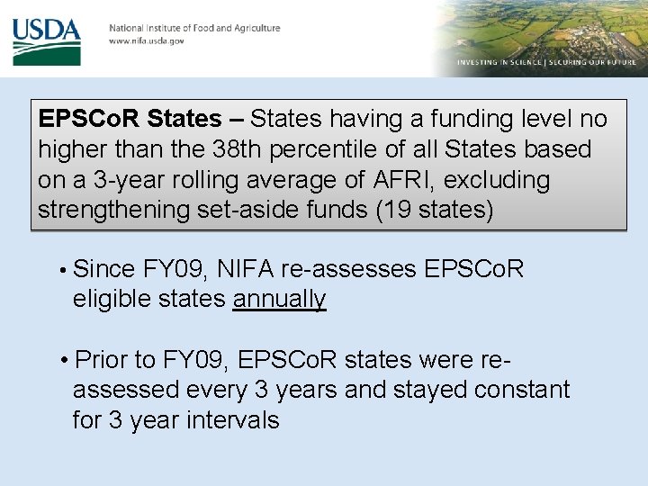 EPSCo. R States – States having a funding level no higher than the 38