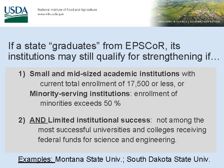 If a state “graduates” from EPSCo. R, its institutions may still qualify for strengthening